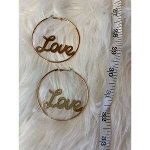 Love Gold Hoop Earrings Preowned GUC